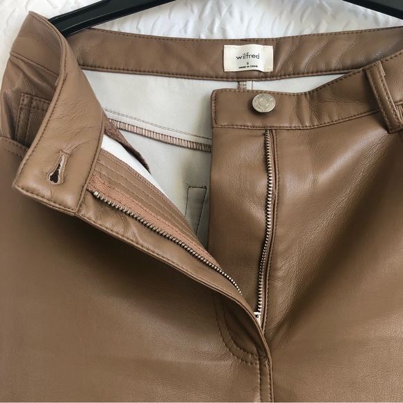 Aritzia Wilfred Constant Camel The Melina Pant High-waisted Vegan Leather Pants - Picture 10 of 13